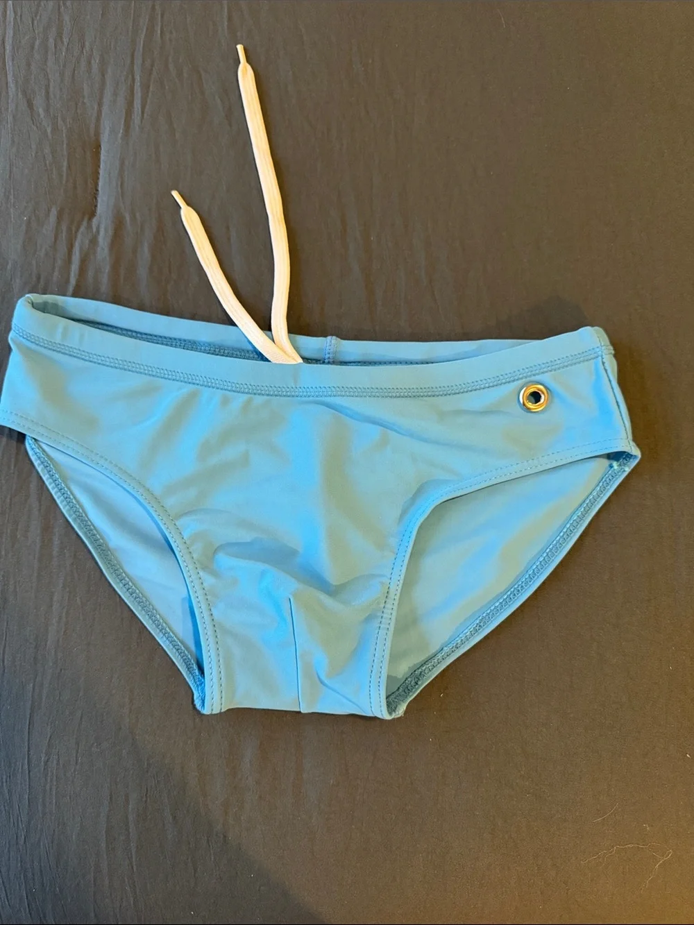 Sky Blue Men's Swim Briefs with Drawstring, Small With Center Back Seam